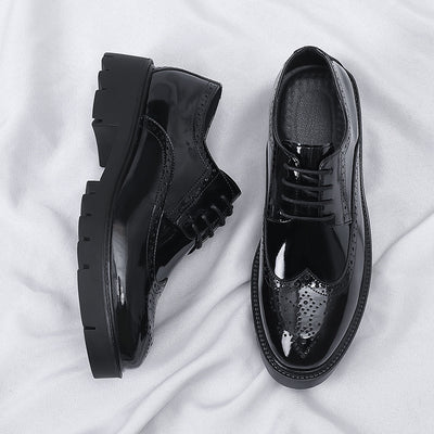 Zapatos de Cuero Casuales Estilo Británico con Tallado Brogue para Hombre - Image 3