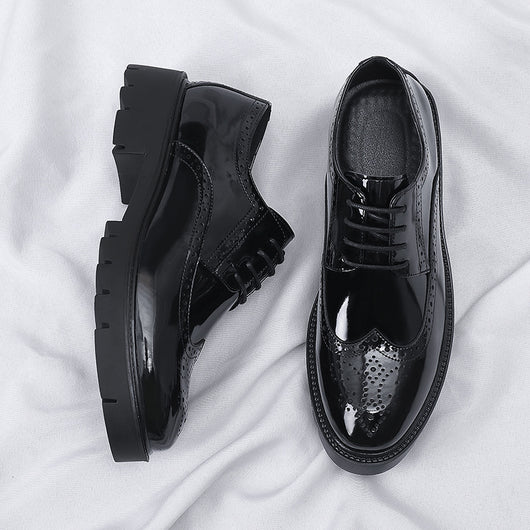 Zapatos de Cuero Casuales Estilo Británico con Tallado Brogue para Hombre - Image 3