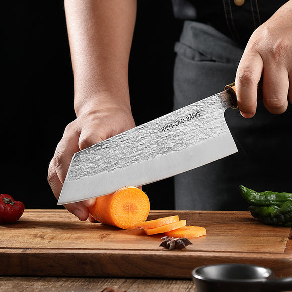 Cuchillo de Cocina Profesional Acero Inoxidable Alto Cromo con Mango de Madera Maciza