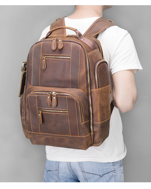 Mochila de Cuero Vintage Estilo Europeo - Resistente para Aventuras al Aire Libre - Image 12