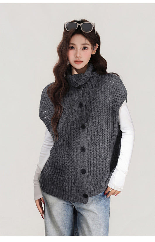 Chaleco Tejido Gris con Solapa - Abrigo Cálido para Mujer Otoño e Invierno - Image 15