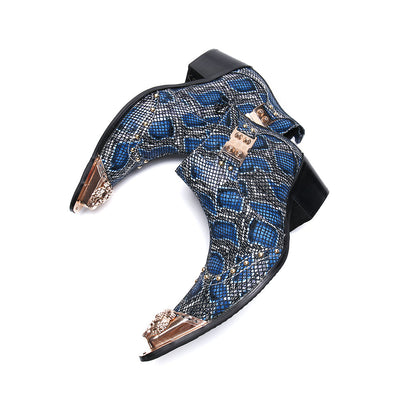 Botas Cortas de Cuero con Estampado Serpiente - Estilo British Masculino - Image 8