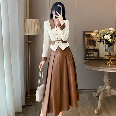Traje de Cuero con Costuras Decorativas para Mujer - Image 8