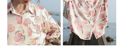 Blusa Retro Estilo Hong Kong con Flores - Manga Larga en Chifón - Image 10