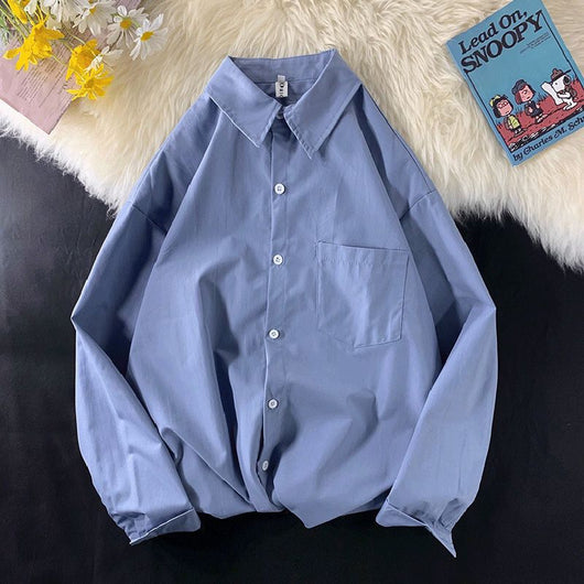 Camisa Drapeada de Manga Larga Color Sólido para Hombre - Image 8