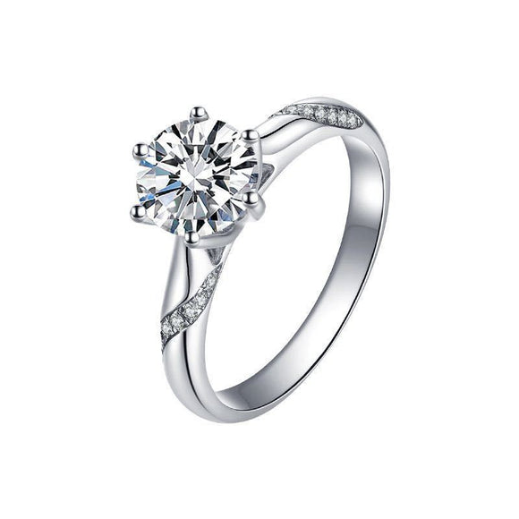 Anillo de Moissanita Blanca Color D - Claridad Premium