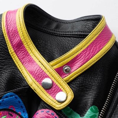 Chaqueta de Cuero Cropped Bicolor Tendencia Urbana para Mujer - Image 13