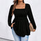 Blusa Tejida Cuello Cuadrado Manga Larga Efecto Reductor