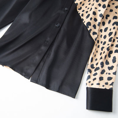 Blusa de Seda Estampado Leopardo Manga Larga para Mujer - Image 3