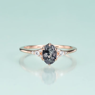 Anillo de Plata 925 con Cristal Negro y Gema de Oro Rosado - Image 10