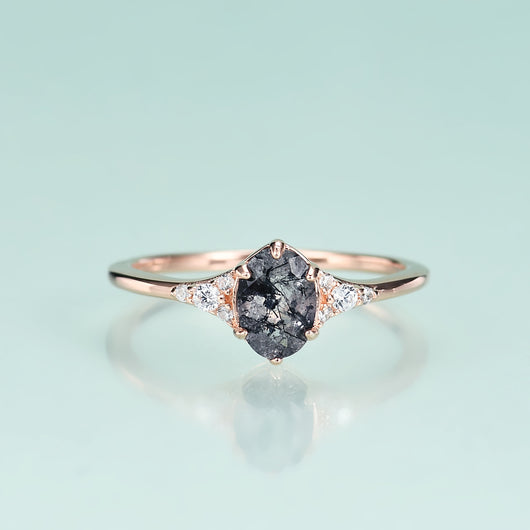 Anillo de Plata 925 con Cristal Negro y Gema de Oro Rosado - Image 10