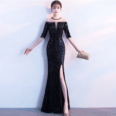 Vestido de Noche Elegante Host Catwalk Rombo Temperamento - Image 5