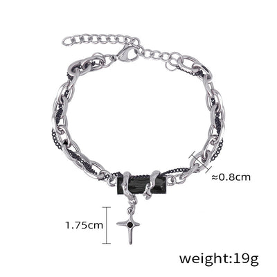 Pulsera de Diamante Negro con Estrella Bordada para Hombre - Image 5