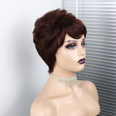 Peluca Pixie Ondulada Corta de Cabello Humano 100% Máquina - Image 8