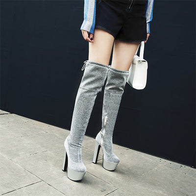 Botas Plataforma Tacón Alto con Lentejuelas Brillantes para Mujer - Image 3