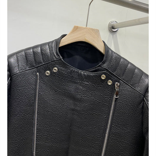Chaqueta de Cuero Acolchada Cropped para Hombre - Image 4