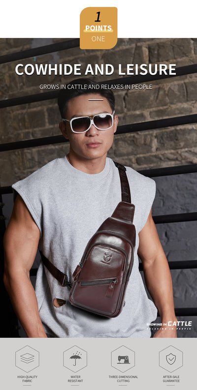 Bolsa Cruzada de Cuero Genuino Bull Captain - Gran Capacidad para Hombre - Image 9