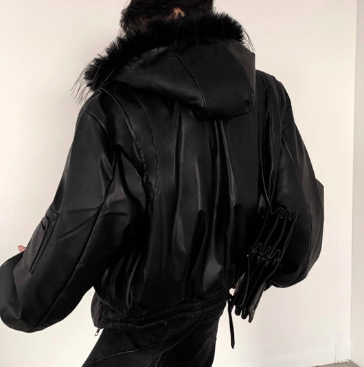 Chaqueta Acolchada con Cuello de Pelaje Diseño Exclusivo - Image 3