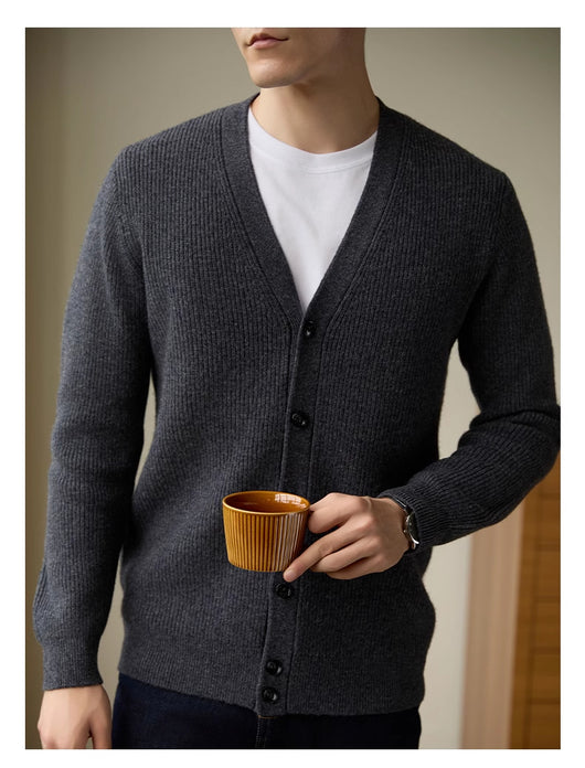 Cardigan de Lana Tejido Cuello V Casual Hombre Otoño Invierno - Image 11