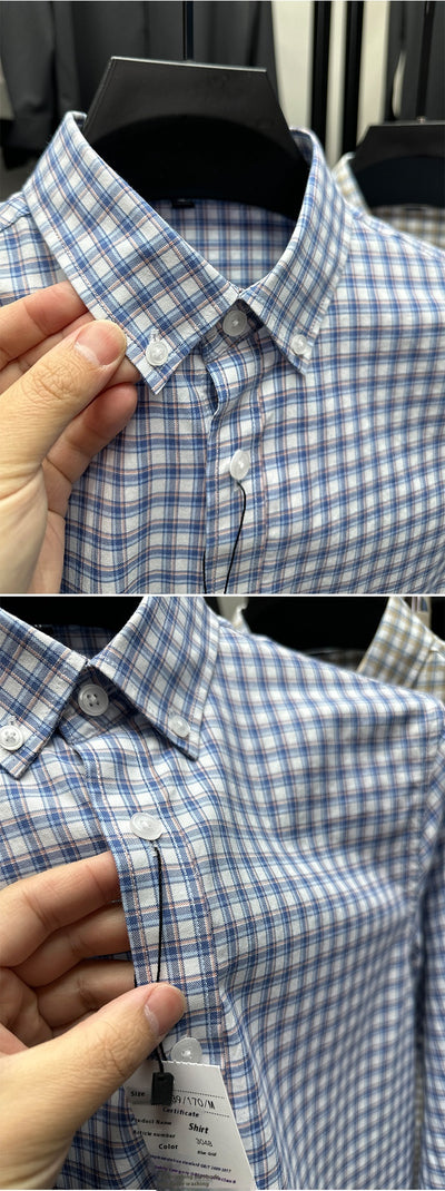 Camisa Casual de Cuadros en Algodón Puro para Primavera y Otoño - Image 10
