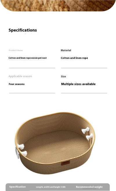 Nido para Gatos de Verano - Cesta Tejida Multiestación en Algodón y Lino - Image 14