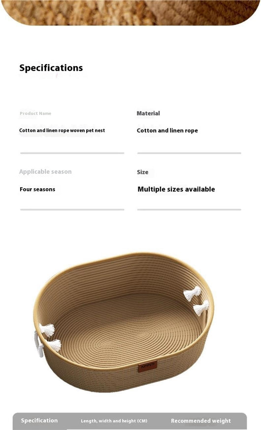Nido para Gatos de Verano - Cesta Tejida Multiestación en Algodón y Lino - Image 14