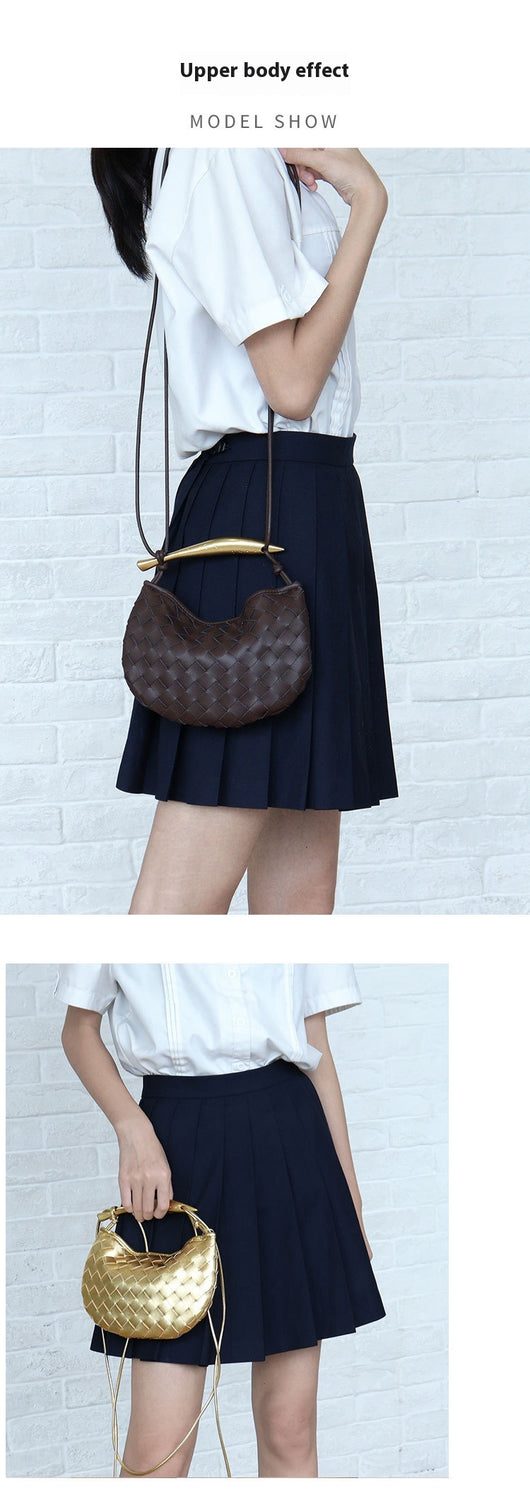 Bolso de Cuero Tejido para Viajes - Bandolera Portátil Estilo Casual - Image 20