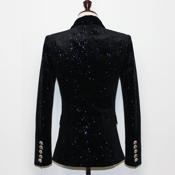 Chaqueta de Terciopelo Plateada con Broche Lentejuelas Gypsophila