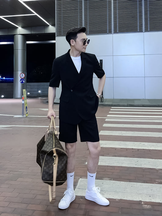 Conjunto de Shorts y Playera de Color Sólido para Hombre - Estilo Moderno y Versátil - Image 7