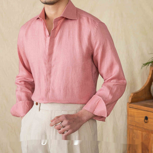 Camisa de Lino Manga Larga Color Sólido - Versátil y Elegante - Image 10