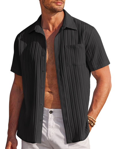 Camisa Cardigan Manga Corta para Hombre - Estilo Moderno y Versátil - Image 11