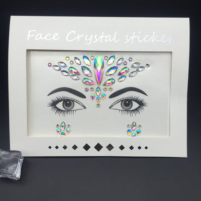 Adhesivos Faciales de Diamante de Resina Acrílica Verde con Cristales Brillantes - Image 21