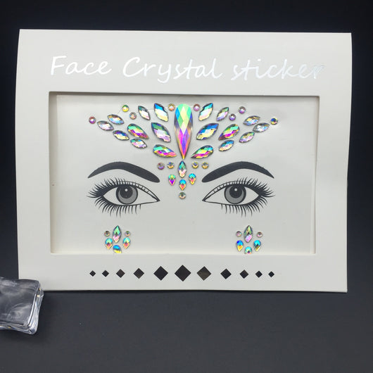 Adhesivos Faciales de Diamante de Resina Acrílica Verde con Cristales Brillantes - Image 21