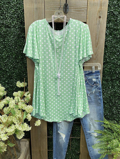 Playera Cuello Redondo Estampado Lunares Algodón Mezcla Manga Corta - Image 4