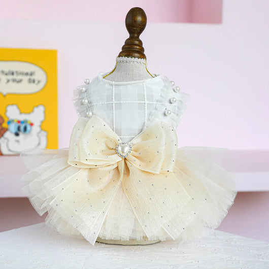 Vestido de Gala Tutu para Perros - Diseño Elegante con Tul y Decoración en Pecho y Espalda