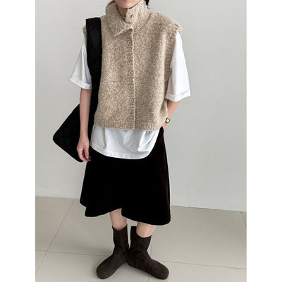 Chaleco Relajado para Mujer con Cuello Alto Superpuesto - Image 5