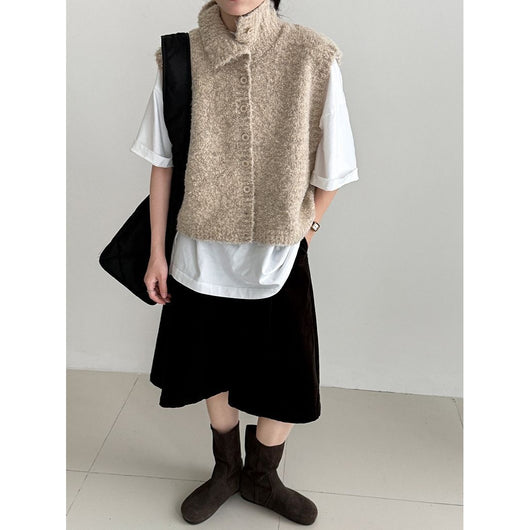 Chaleco Relajado para Mujer con Cuello Alto Superpuesto - Image 5