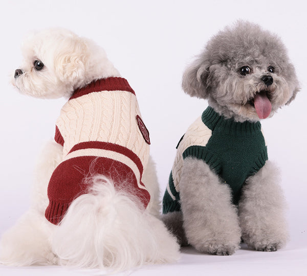 Suéter de Invierno Preppy para Perros Pequeños - Diseño sin Mangas con Combinación de Colores