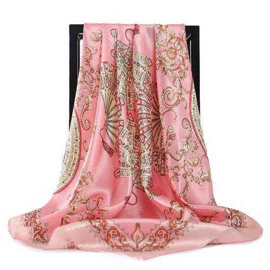 Abanico Retro Plegable 90cm con Pañuelo de Seda Simulada para Damas - Image 45