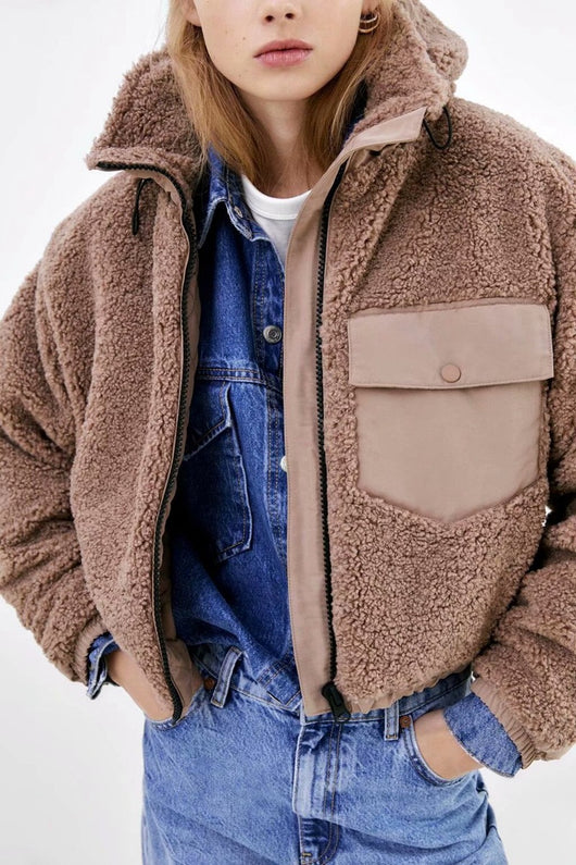 Chaqueta Polar Panelada con Capucha - Abrigo Casual y Cálido - Image 5