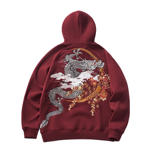 Sudadera con Capucha Dragón Bordado Pesado Otoño Invierno para Hombre - Image 3