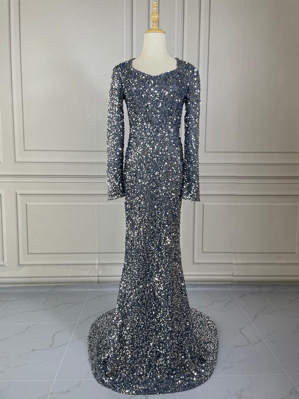 Vestido de Fiesta Infantil con Cola y Lentejuelas Brillantes - Image 5