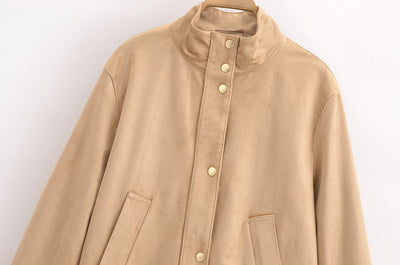 Chaqueta Casual de Cuello Alto en Ante y Forro Polar para Mujer - Image 12