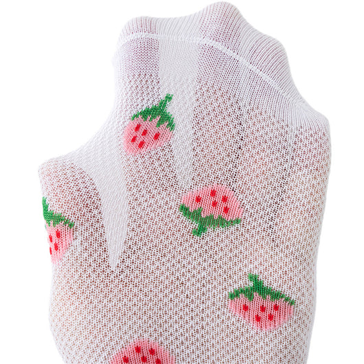 Calcetines Infantiles de Fresa Tubo Medio Niñas Tela Fina - Image 2