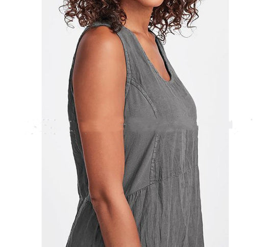 Blusa Asimétrica de Cuello Redondo y Color Sólido - Image 2