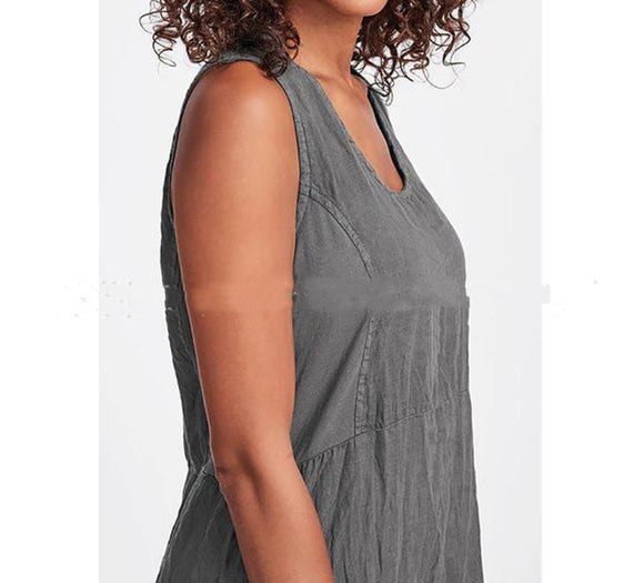 Blusa Asimétrica de Cuello Redondo y Color Sólido