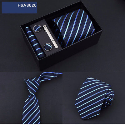 Corbata Ejecutiva Rayas Azul y Negro 8cm - Image 7