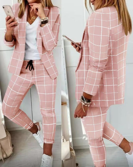 Pantalón Recto a Cuadros para Mujer - Traje Casual Moderno - Image 9