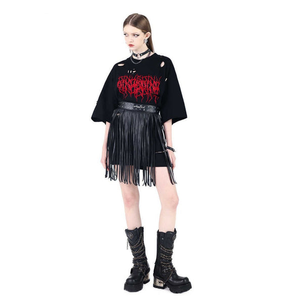 Camisa Estampado Espinas Diseño Irregular Manga Corta