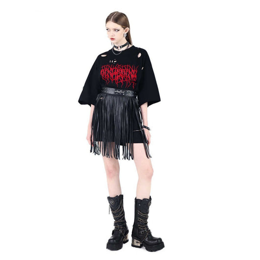 Camisa Estampado Espinas Diseño Irregular Manga Corta